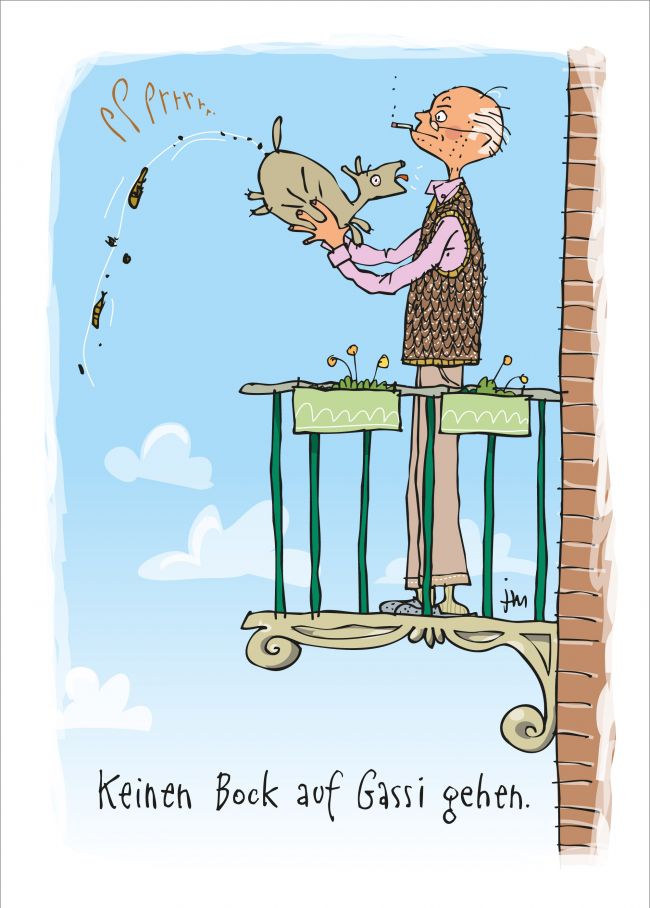 claas_janssen_tommy_mayer_cartoon_Hund_gassi_gehen_balkon_druecken.jpg